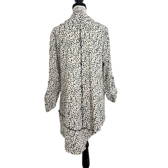 Ali Miles Womens Tunic Asymmetrical-Hem Cowl Neck White Black Size L - Picture 3 of 8